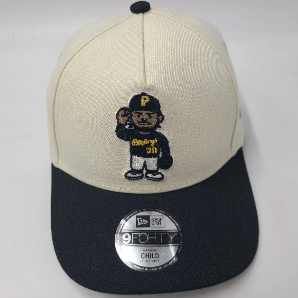 Child Pittsburgh Pirates Hat Snapback 9Forty New Era Cream Black MLB Paul Skenes